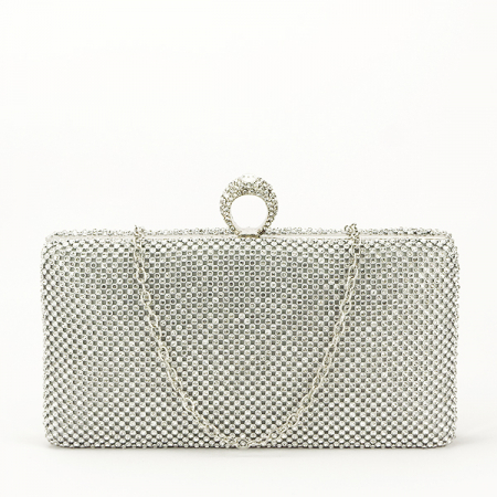 Geanta clutch argintiu cu inel BFL-1063 05 Argintiu [3]
