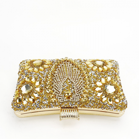 Clutch elegant auriu decorat cu pietre [5]