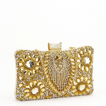 Clutch elegant auriu decorat cu pietre [2]