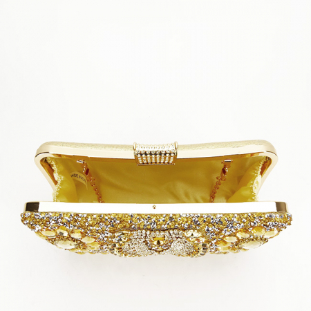 Clutch elegant auriu decorat cu pietre [8]