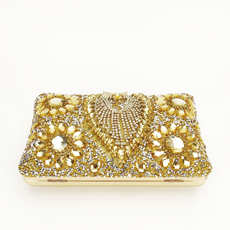 Clutch elegant auriu decorat cu pietre [6]