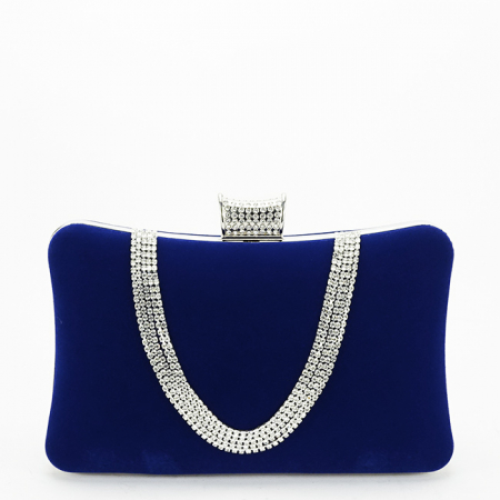 Noutati - Geanta clutch bleumarin din catifea 1007 01