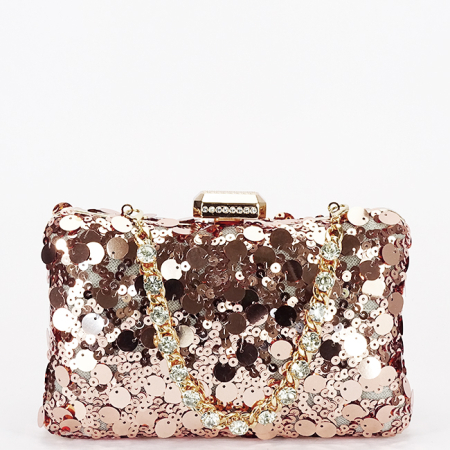 Clutch - Geanta clutch champagne cu paiete BYH-896 05