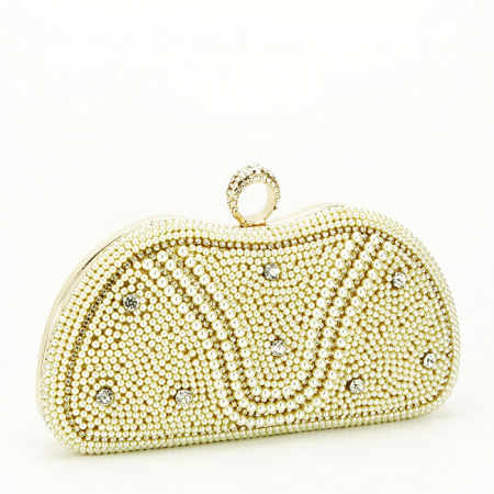 Geanta clutch cu perle si pietricele BME-22732 05 Auriu [2]