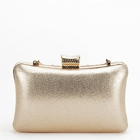 Geanta clutch crem/auriu roze cu perle 1011 05 [3]