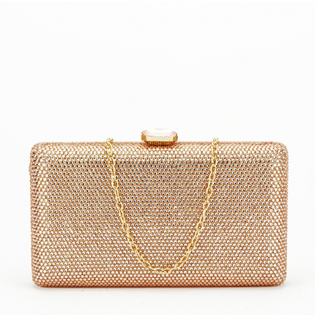 Clutch - Geanta clutch cu pietricele BJH-715 06 Sampanie