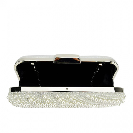 Geanta clutch ivoar/argintiu cu perle 1006 05 [6]