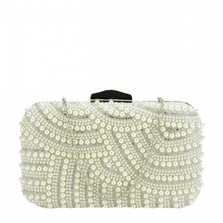 Geanta clutch ivoar/argintiu cu perle 1006 05 [2]