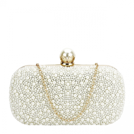 Geanta clutch ivoar/auriu cu perle 1003 01 [2]