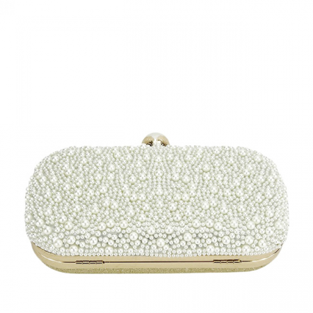 Geanta clutch ivoar/auriu cu perle 1003 01 [6]