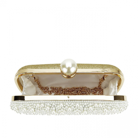 Geanta clutch ivoar/auriu cu perle 1003 01 [8]