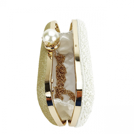 Geanta clutch ivoar/auriu cu perle 1003 01 [9]