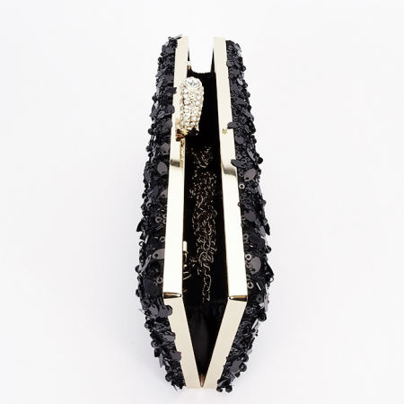 Geanta clutch neagra cu cristale si paiete BYH-907 01 [7]