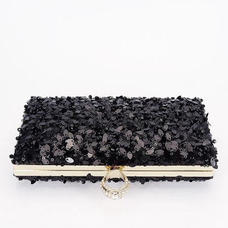 Geanta clutch neagra cu cristale si paiete BYH-907 01 [5]