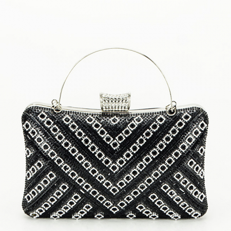 Clutch - Geanta clutch neagra cu model 3d BYH-87900 06