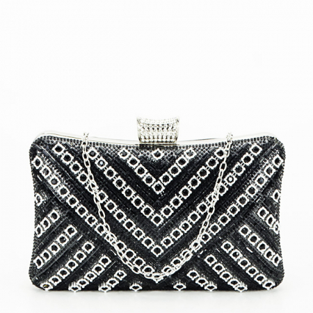Geanta clutch neagra cu model 3d BYH-87900 06 [1]