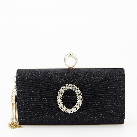 Geanta clutch negru cu brosa BYH-8815 05 [1]