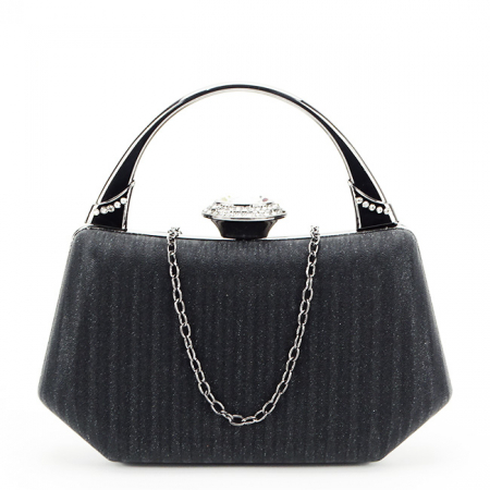 Noutati - Geanta clutch negru cu cristale si sclipici 55461 06