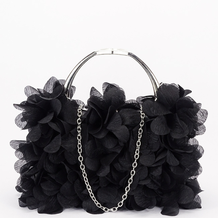 Geanta clutch negru cu model floral 3D BXQ-327 05 [1]