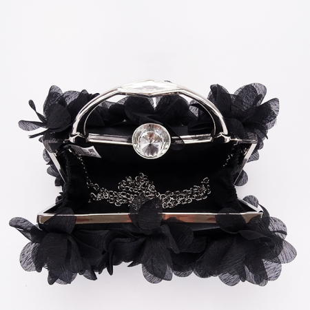 Geanta clutch negru cu model floral 3D BXQ-327 05 [5]