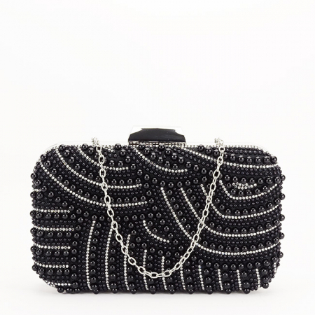 Geanta clutch negru cu perle 1006 05 [2]