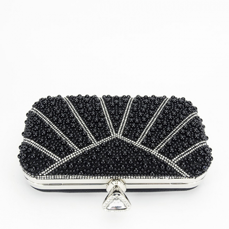 Geanta clutch negru cu perle 1008 05 [5]