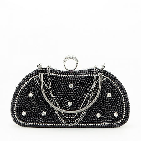 Geanta clutch negru cu perle si pietricele BME-22732 05 [1]