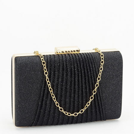 Noutati - Geanta clutch negru cu sclipici 1009 05