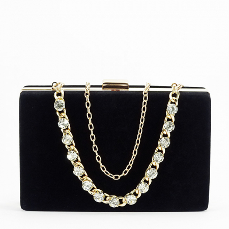 Geanta clutch negru din catifea 1005 01 [2]