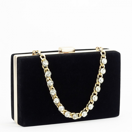 Geanta clutch negru din catifea 1005 01 [3]