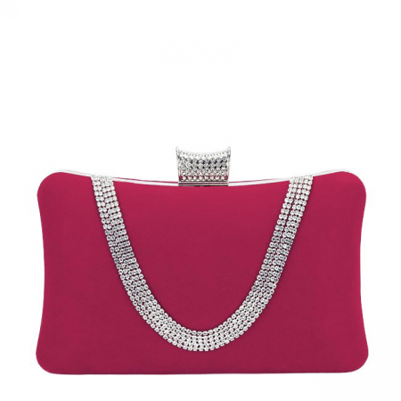 Clutch - Geanta clutch rosu din catifea 1007 01