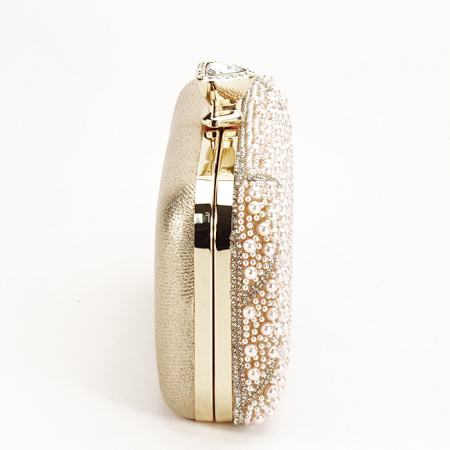 Geanta clutch roz perlat/auriu roze cu perle 1008 05 [3]