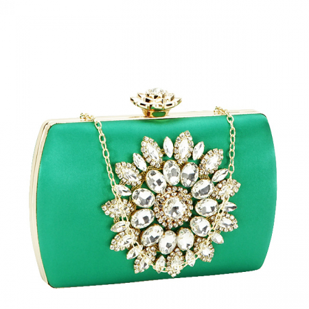 Clutch - Geanta clutch cu brosa BRS-210 06 Verde