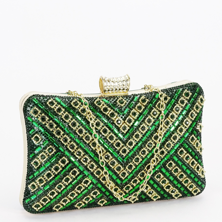 Noutati - Geanta clutch verde cu model 3d BYH-87900 06