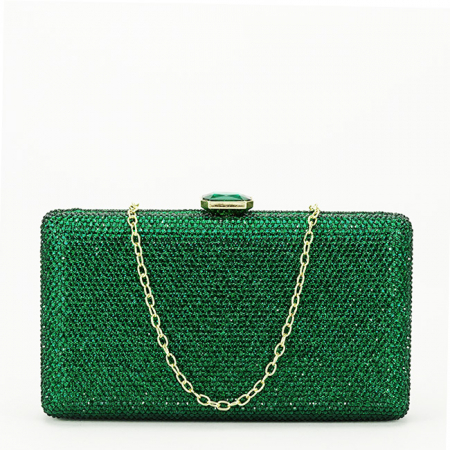 Noutati - Geanta clutch verde cu pietricele BJH-715 06