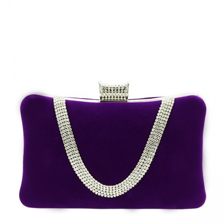 Noutati - Geanta clutch violet din catifea 1007 01