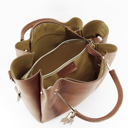 Geanta din piele naturala Ariana 123, 33x30x13 cm, Camel [7]