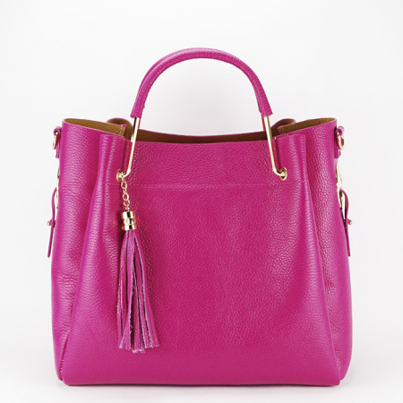 Posete - Geanta din piele naturala Ariana 122, 33x30x13 cm, Fucsia