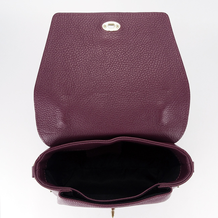 Geanta din piele naturala bordo inchis cu brosa 1505A 123 [7]