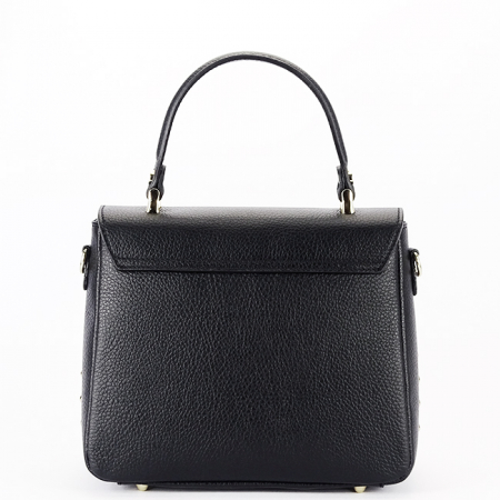 Geanta din piele naturala neagra cu brosa 1505A 123 [3]