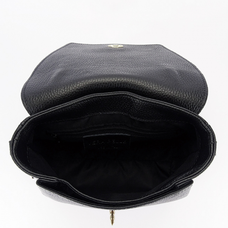 Geanta din piele naturala neagra cu brosa 1505A 123 [6]