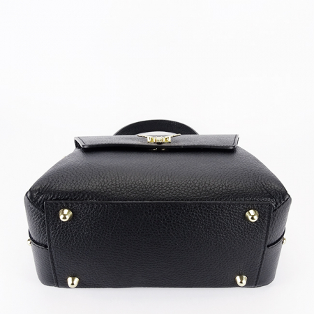 Geanta din piele naturala neagra cu brosa 1505A 123 [5]