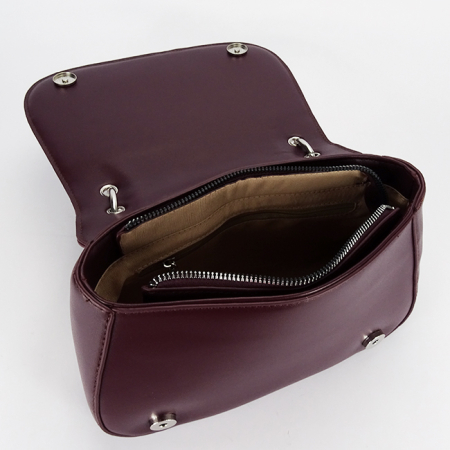 Geanta eleganta bordo cu insertie textila bej DHJ943-2 17 [9]