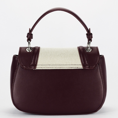 Geanta eleganta bordo cu insertie textila bej DHJ943-2 17 [5]