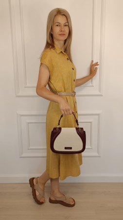 Geanta eleganta bordo cu insertie textila bej DHJ943-2 17 [2]