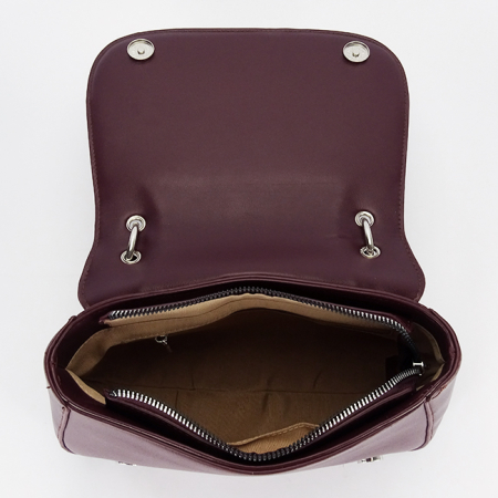 Geanta eleganta bordo cu insertie textila bej DHJ943-2 17 [8]