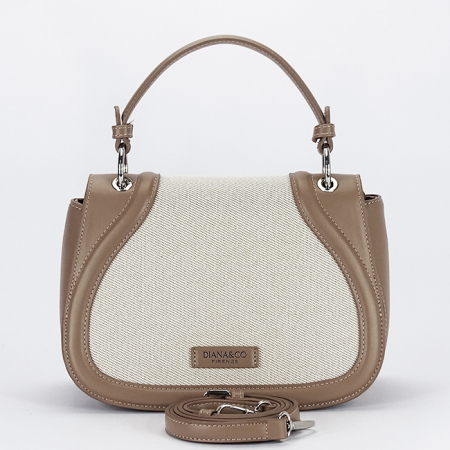 Geanta eleganta maro taupe cu insertie textila bej DHJ943-2 17 [5]