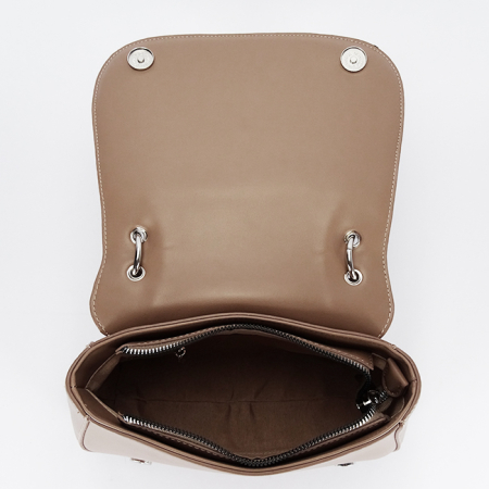 Geanta eleganta maro taupe cu insertie textila bej DHJ943-2 17 [7]