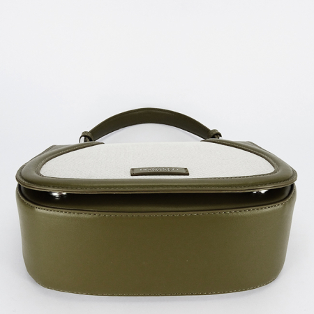 Geanta eleganta verde maslina cu insertie textila bej DHJ943-2 17 [6]