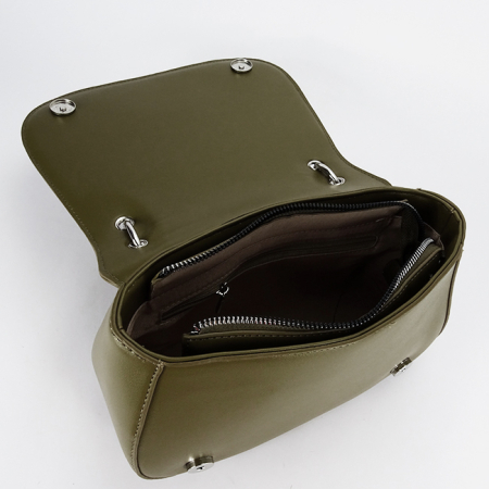 Geanta eleganta verde maslina cu insertie textila bej DHJ943-2 17 [8]
